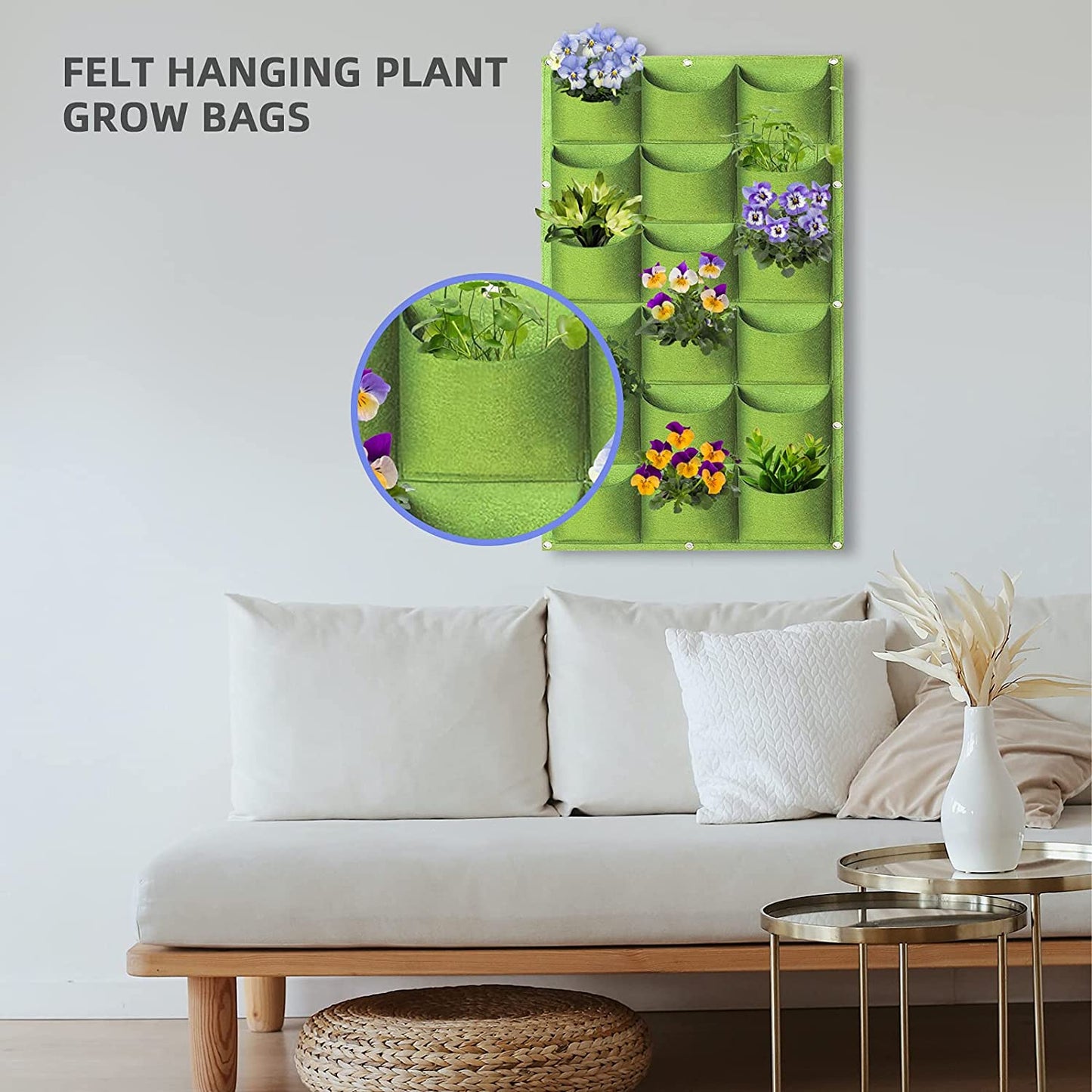 18 Pockets Hanging Planter Bags Vertical Wall Mounted Plant Planting Grow Bags