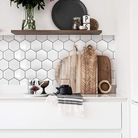 5-Sheet Self-Adhesive 3D Tiles Peel and Stick Backsplash, 30cm x 30 cm. Subway 3D Wall Panels, Beehive
