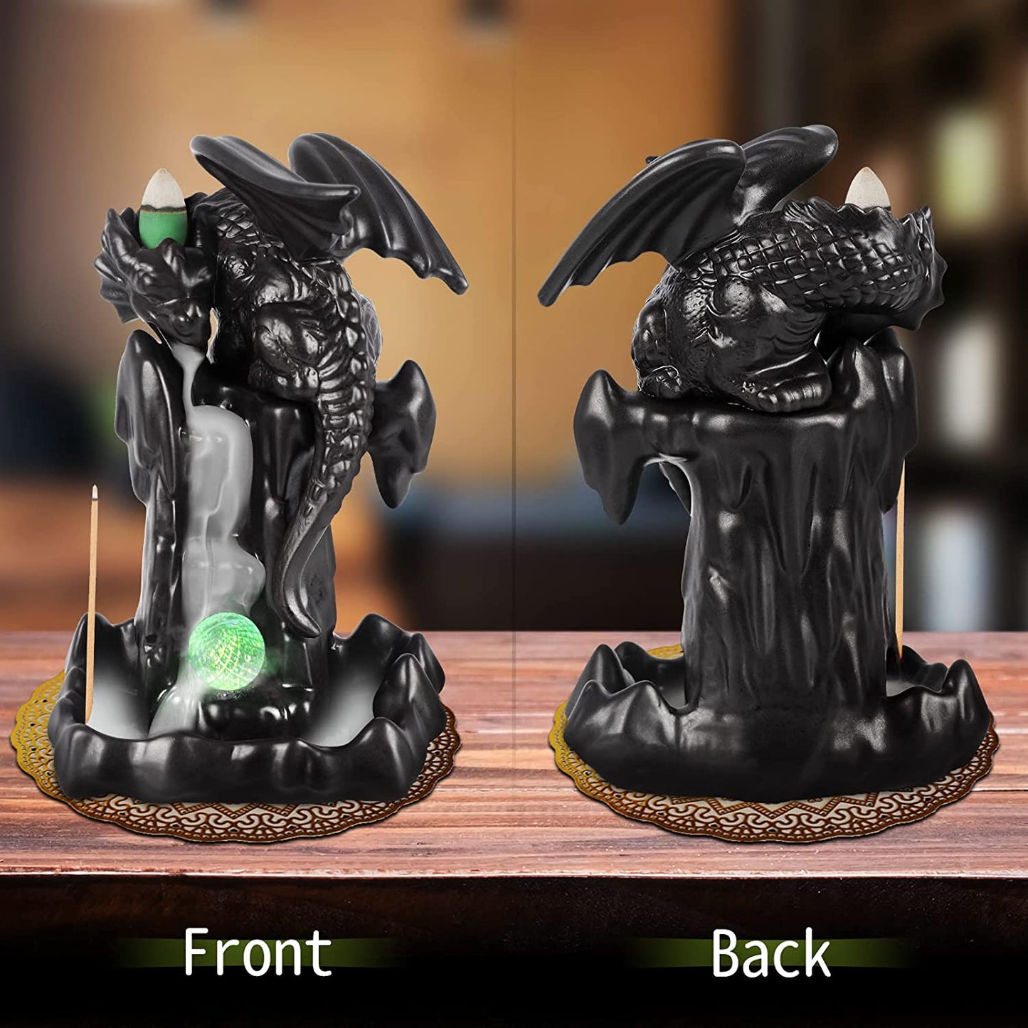 Backflow Incense Burner Dragon Mountain with cones