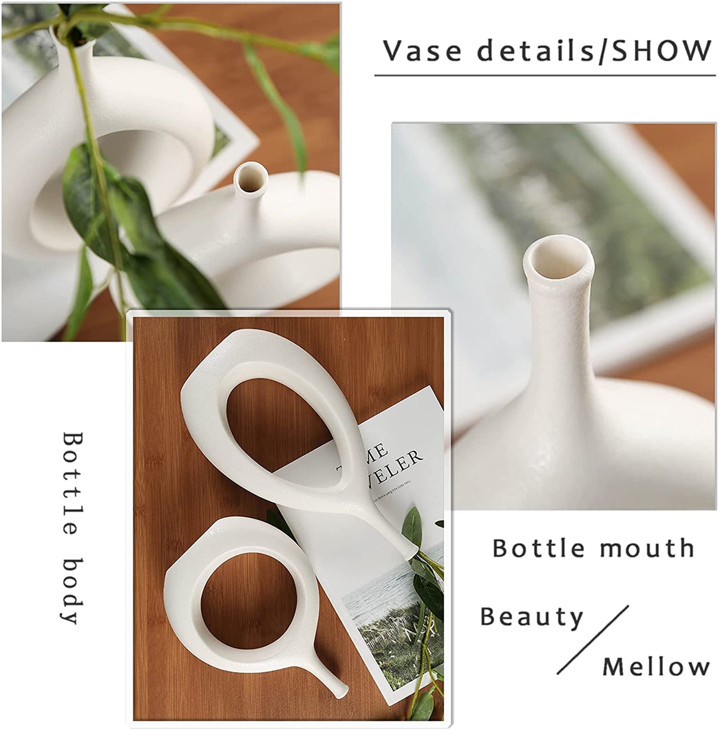 Ceramic Flower Vase Donut Hollow 2 Pcs Set