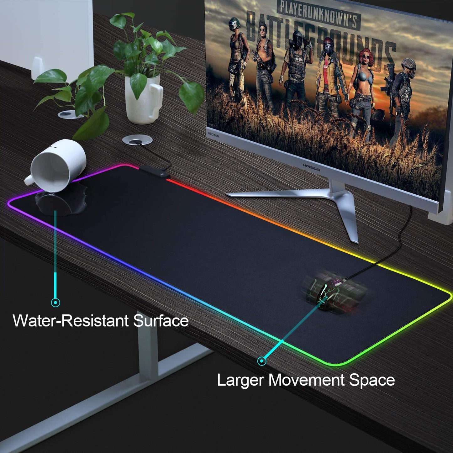 LED Gaming Mouse Pad Large Mousepad 80x30cm