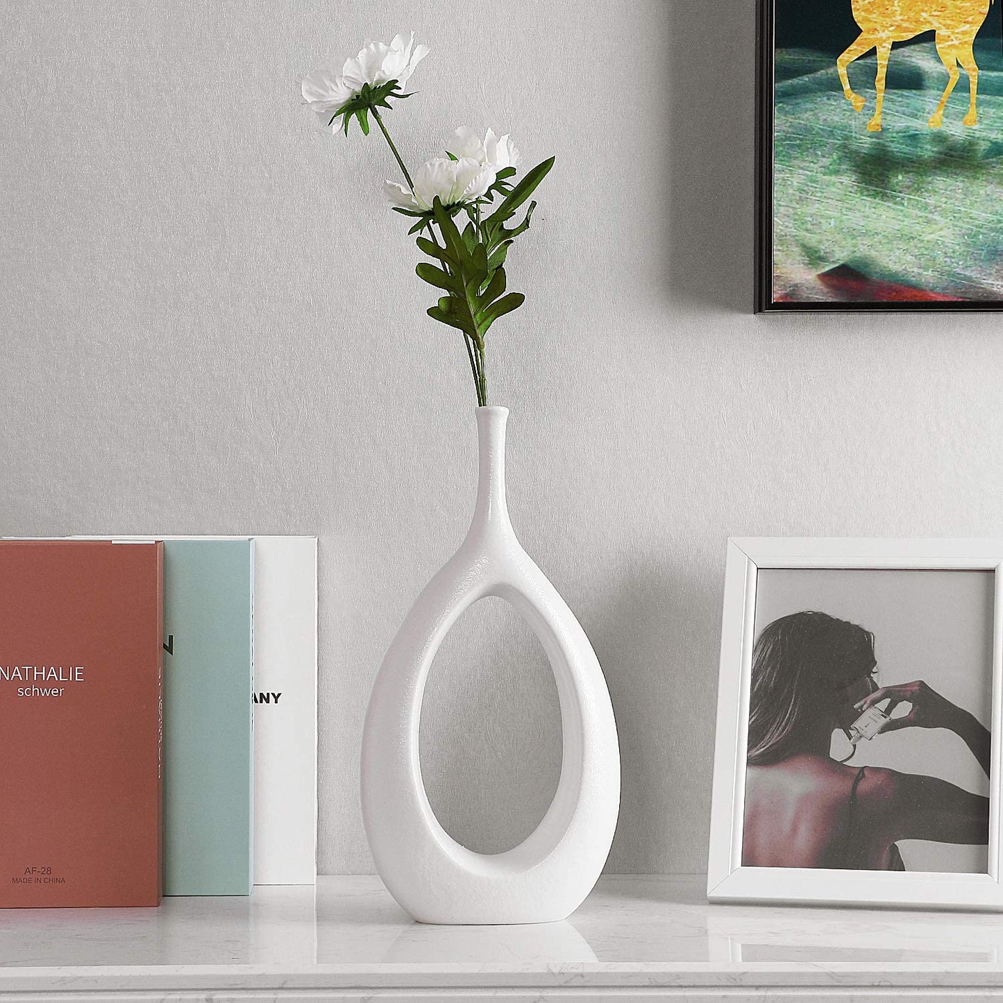 Ceramic Flower Vase Donut Hollow 2 Pcs Set