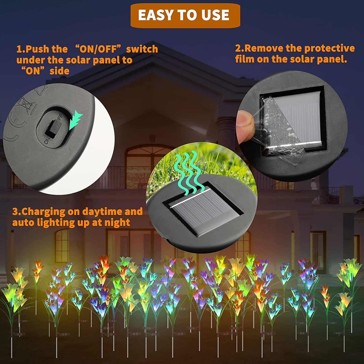 Outdoor Solar Garden  Lights Bigger Lily (2 Pack) - Blue