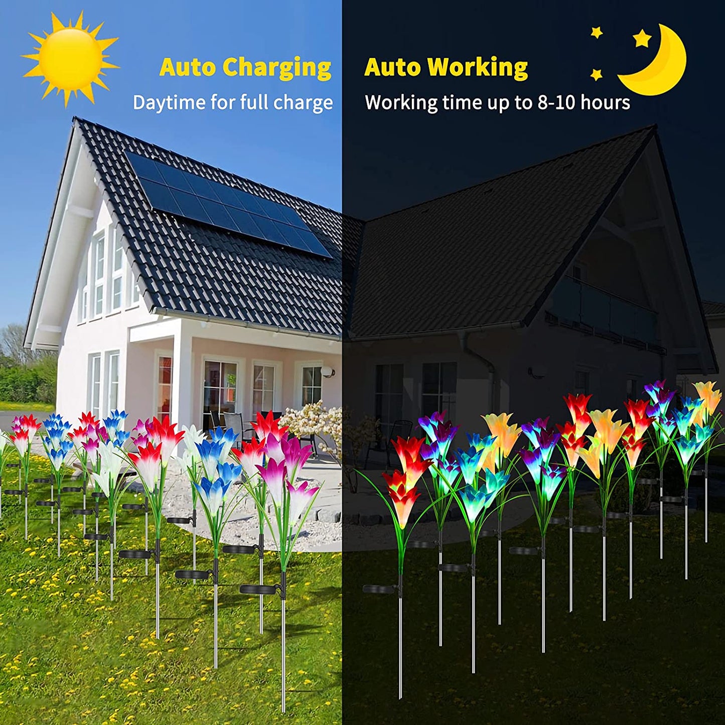Outdoor Solar Garden  Lights Bigger Lily (2 Pack) - Blue
