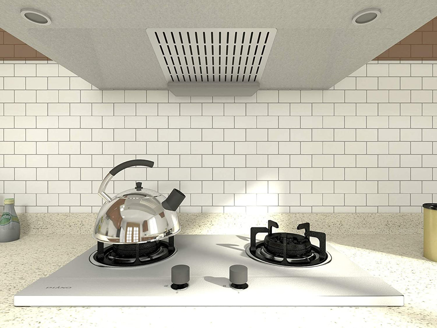 5-Sheet self-adhesive 3D tiles Peel and Stick Backsplash, 30cm x 30 cm. Subway 3D Wall Panels, Mono White with Gray Grout