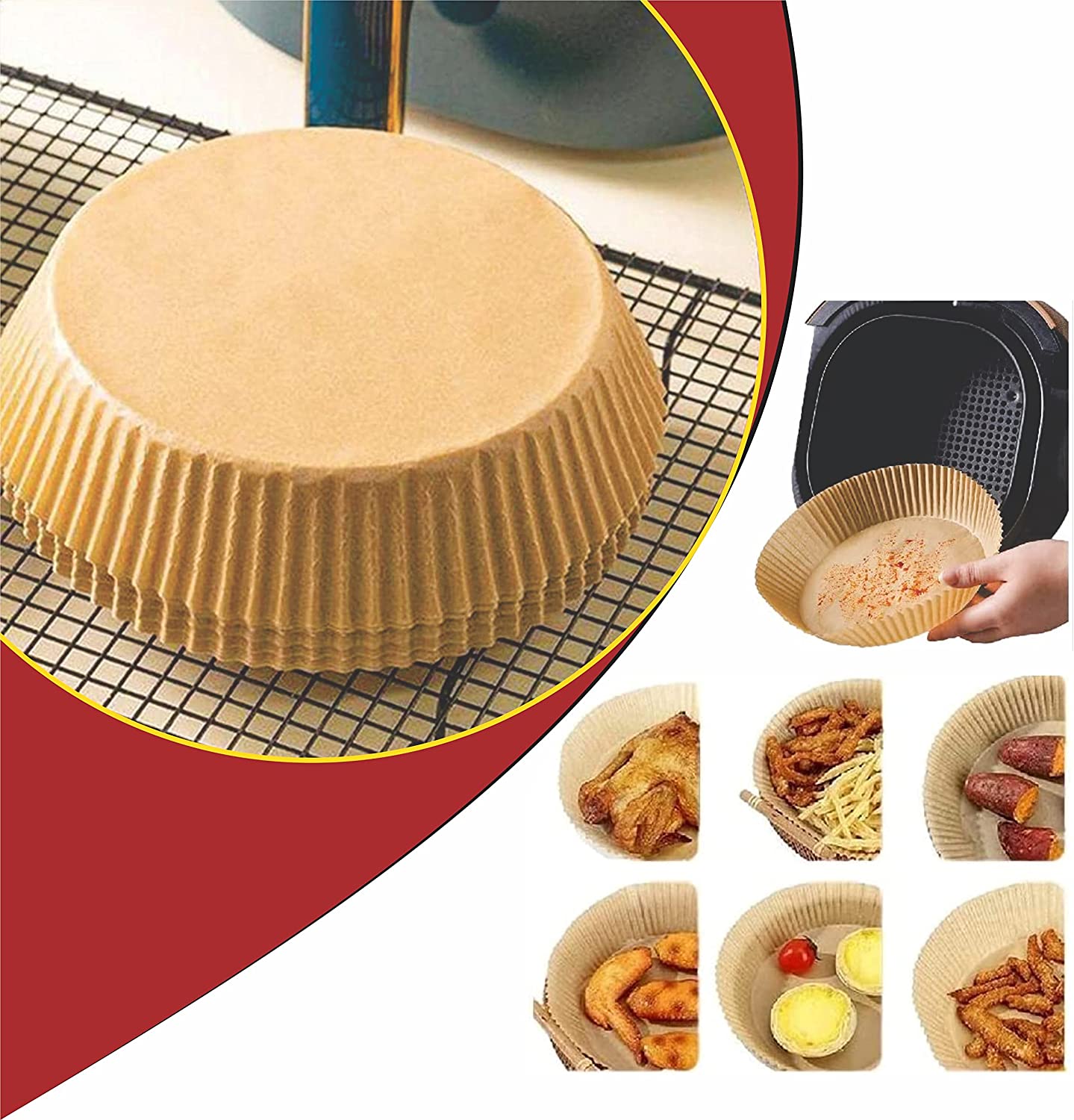 Air Fryer Paper Liners 100Pcs