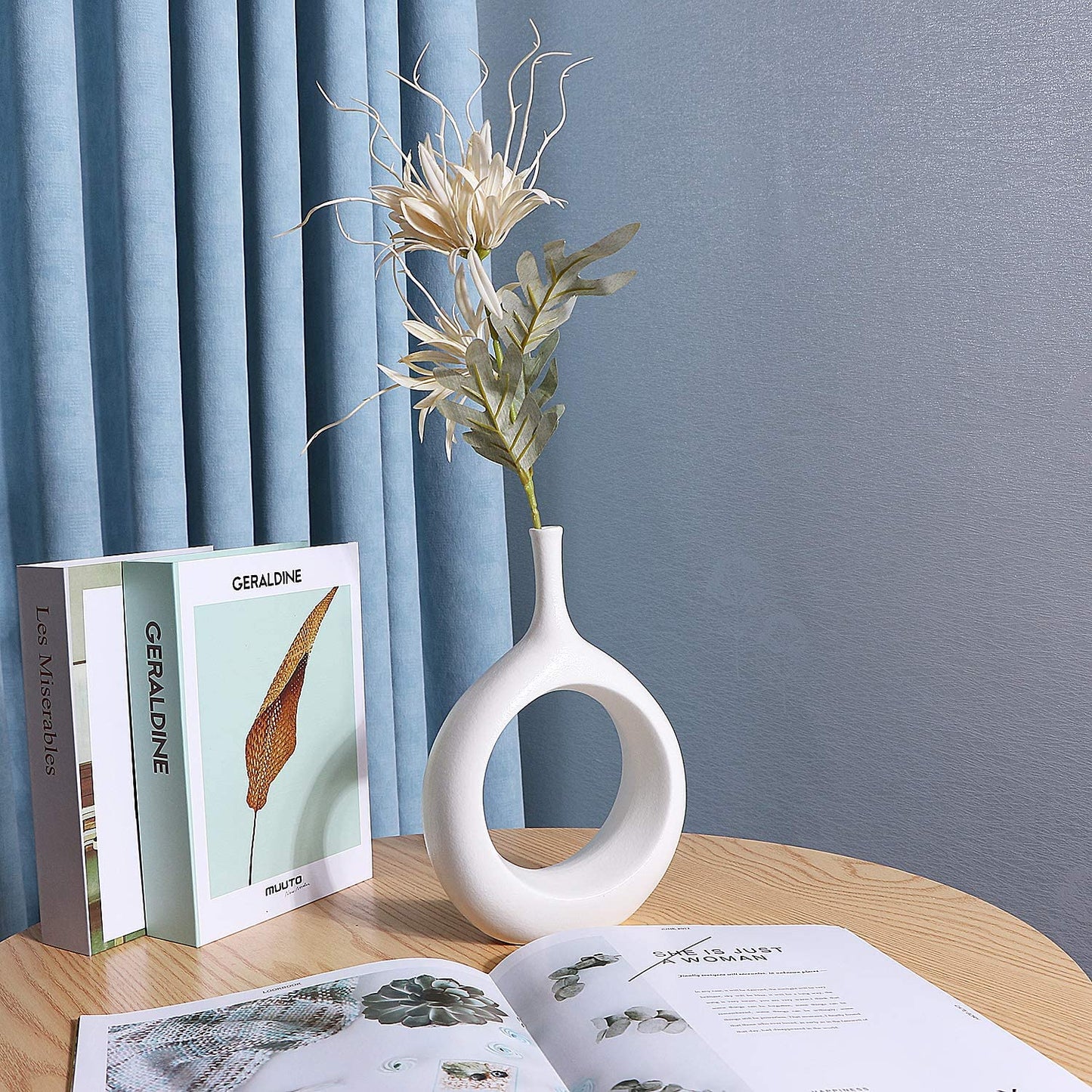 Ceramic Flower Vase Donut Hollow 2 Pcs Set