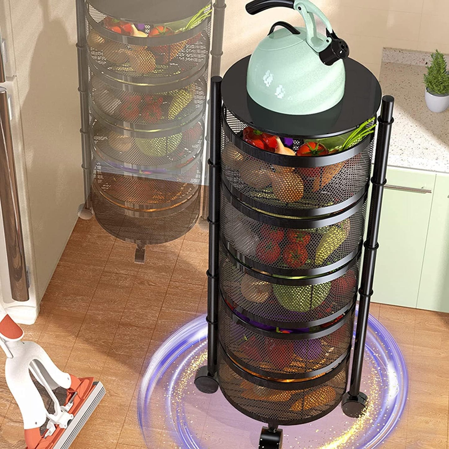 Kitchen Storage Trolley Shelf 5 Tier Cycle Metal