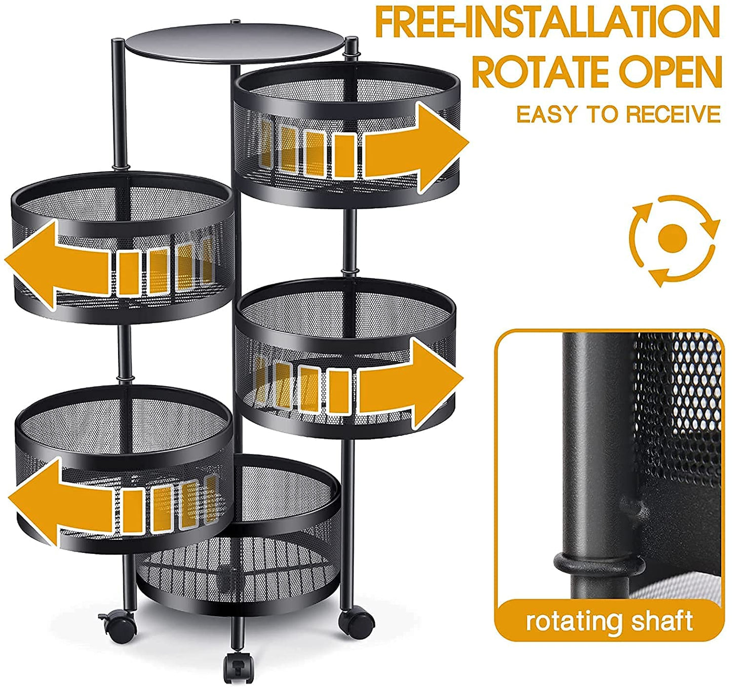Kitchen Storage Trolley Shelf 5 Tier Cycle Metal