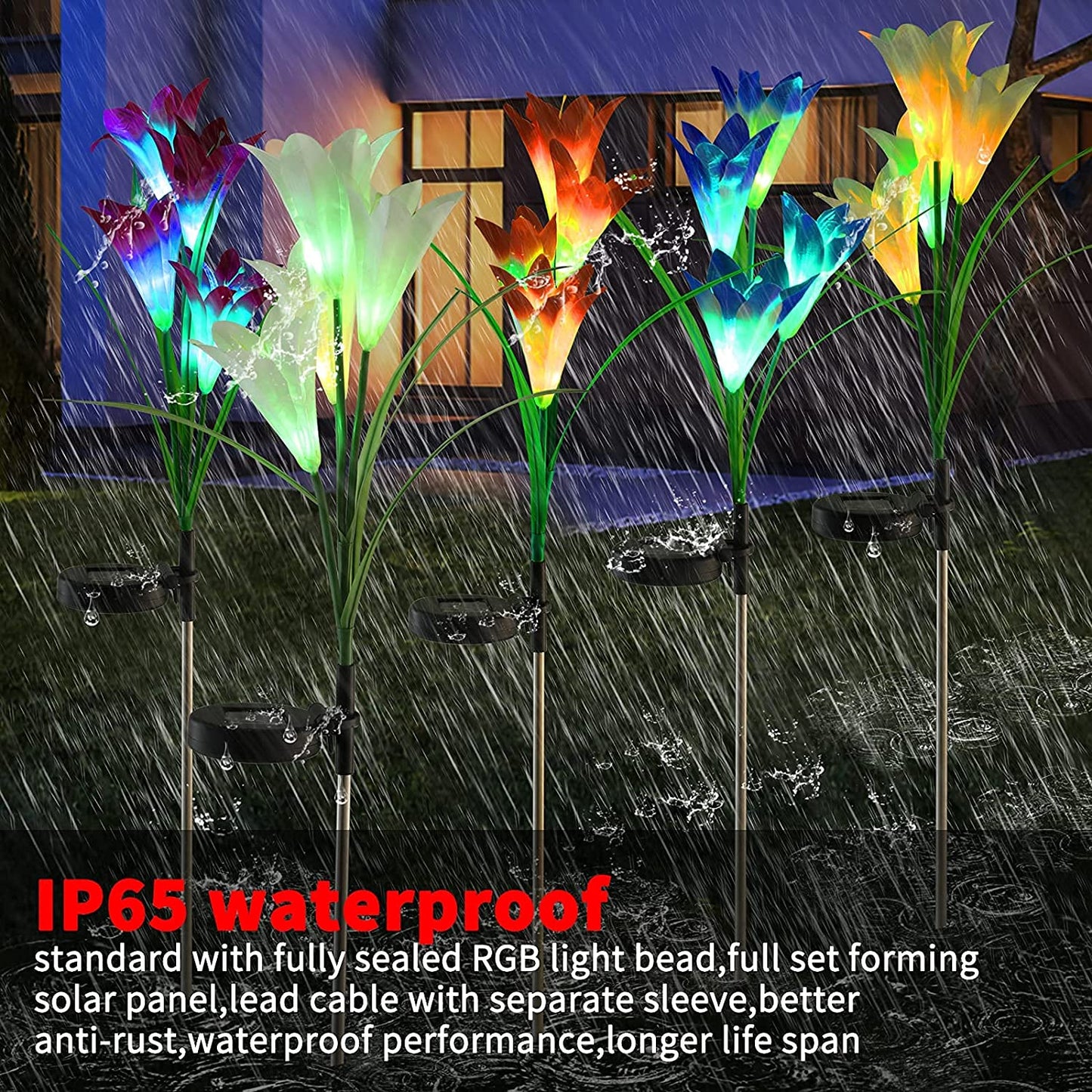 Outdoor Solar Garden  Lights Bigger Lily (2 Pack) - Blue