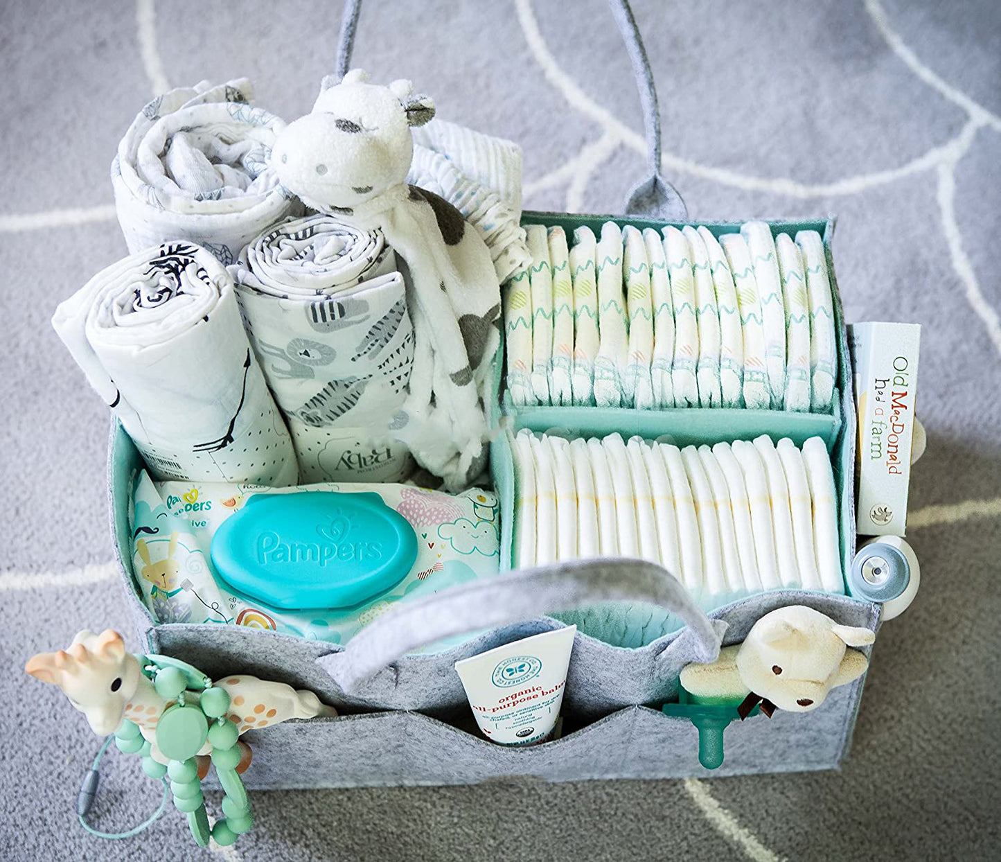 Baby Nappy Caddy Organizer - Green