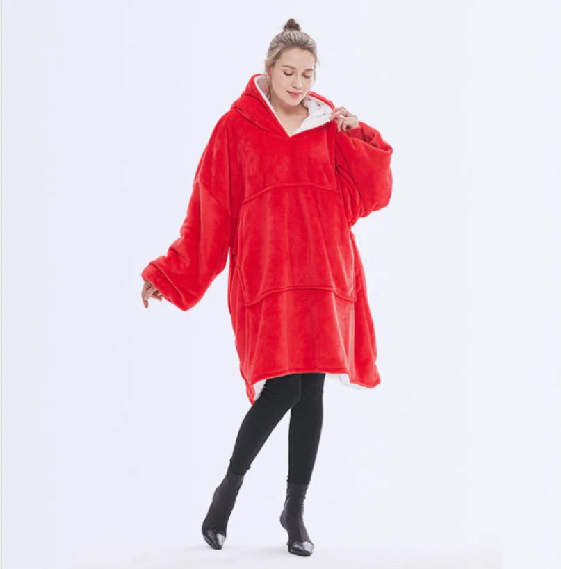 EXTRA THICK Oversized Microfiber Wearable Blanket Red