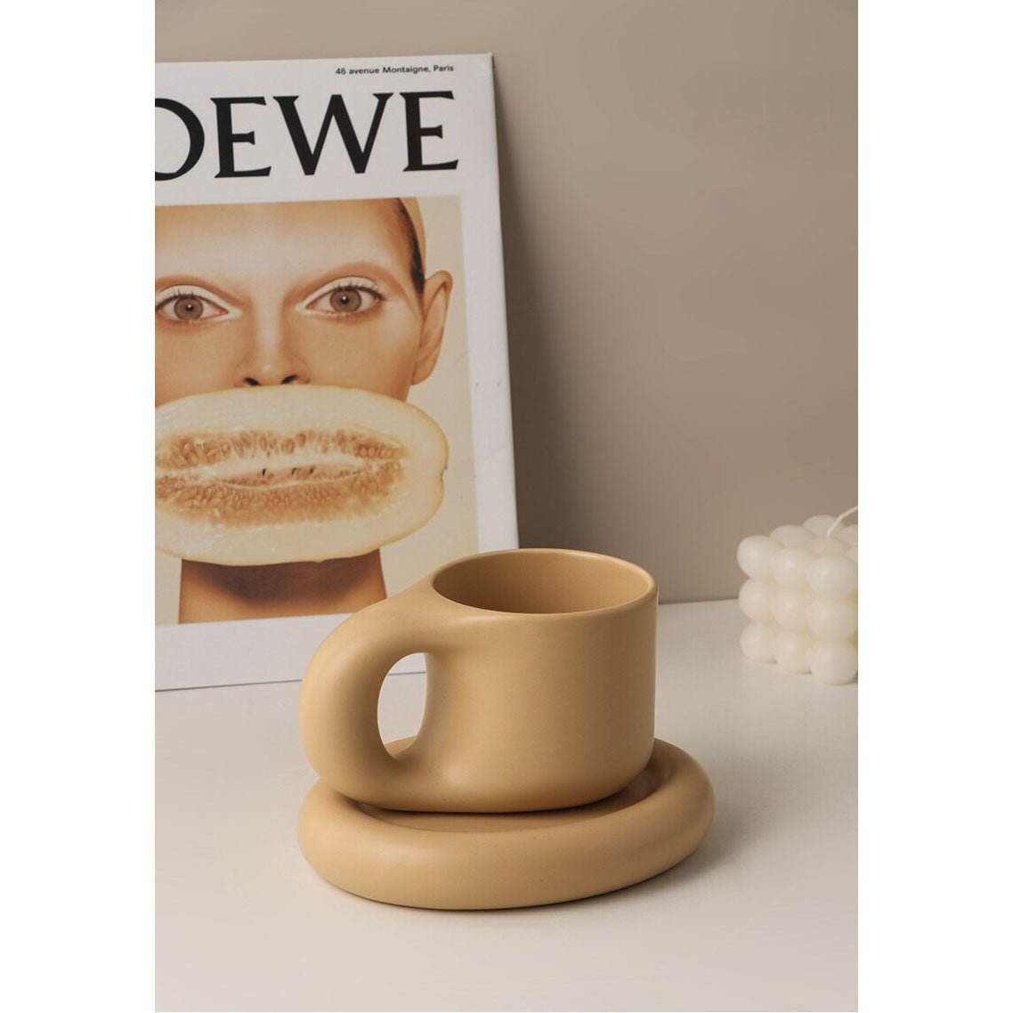 Morandi mug and coaster set Yellow