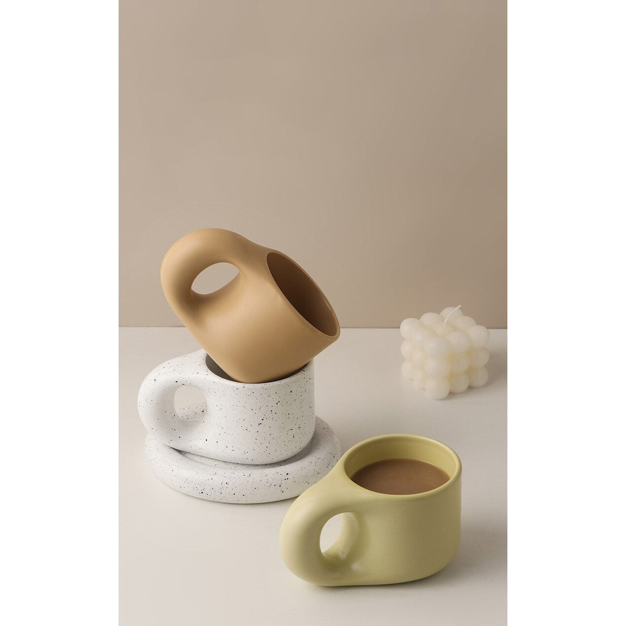 Morandi mug and coaster set Yellow