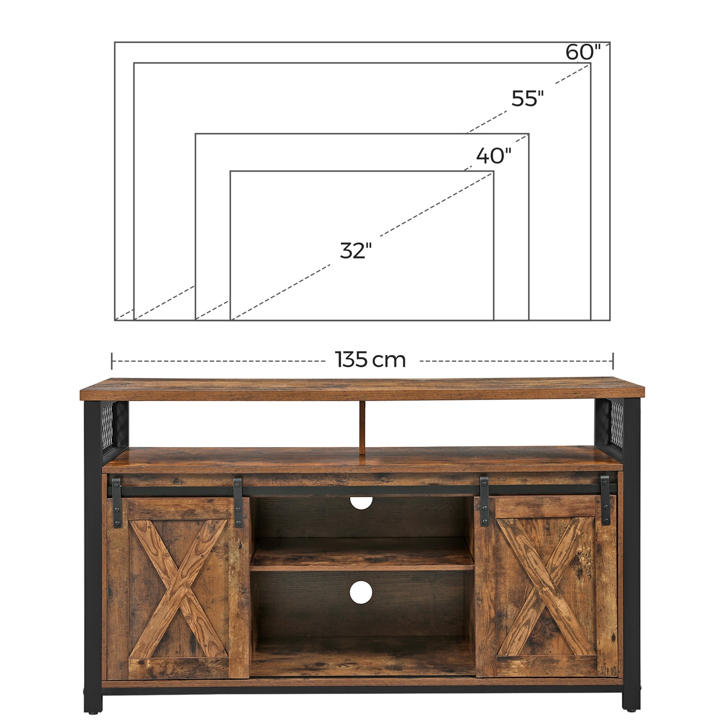 VASAGLE TV Cabinet for 55-inch TVs with Sliding Barn Doors