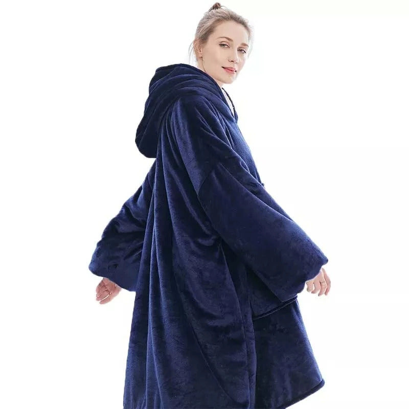 EXTRA THICK Oversized Microfiber Wearable Blanket Blue