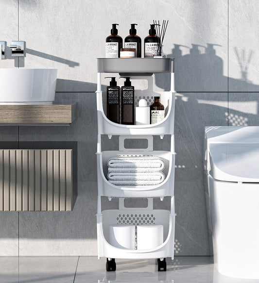 Kitchen Movable Storage Shelf Bathroom Trolley Organizer 3 Basket 1 Shelf