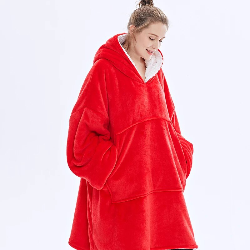 EXTRA THICK Oversized Microfiber Wearable Blanket Red