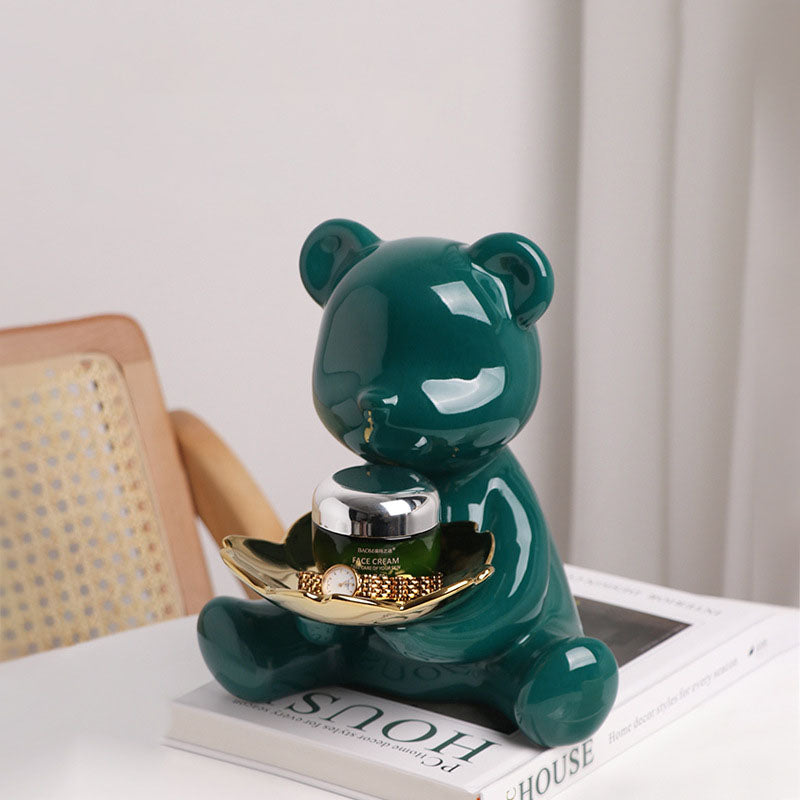 Bear Decor Plate Large Green