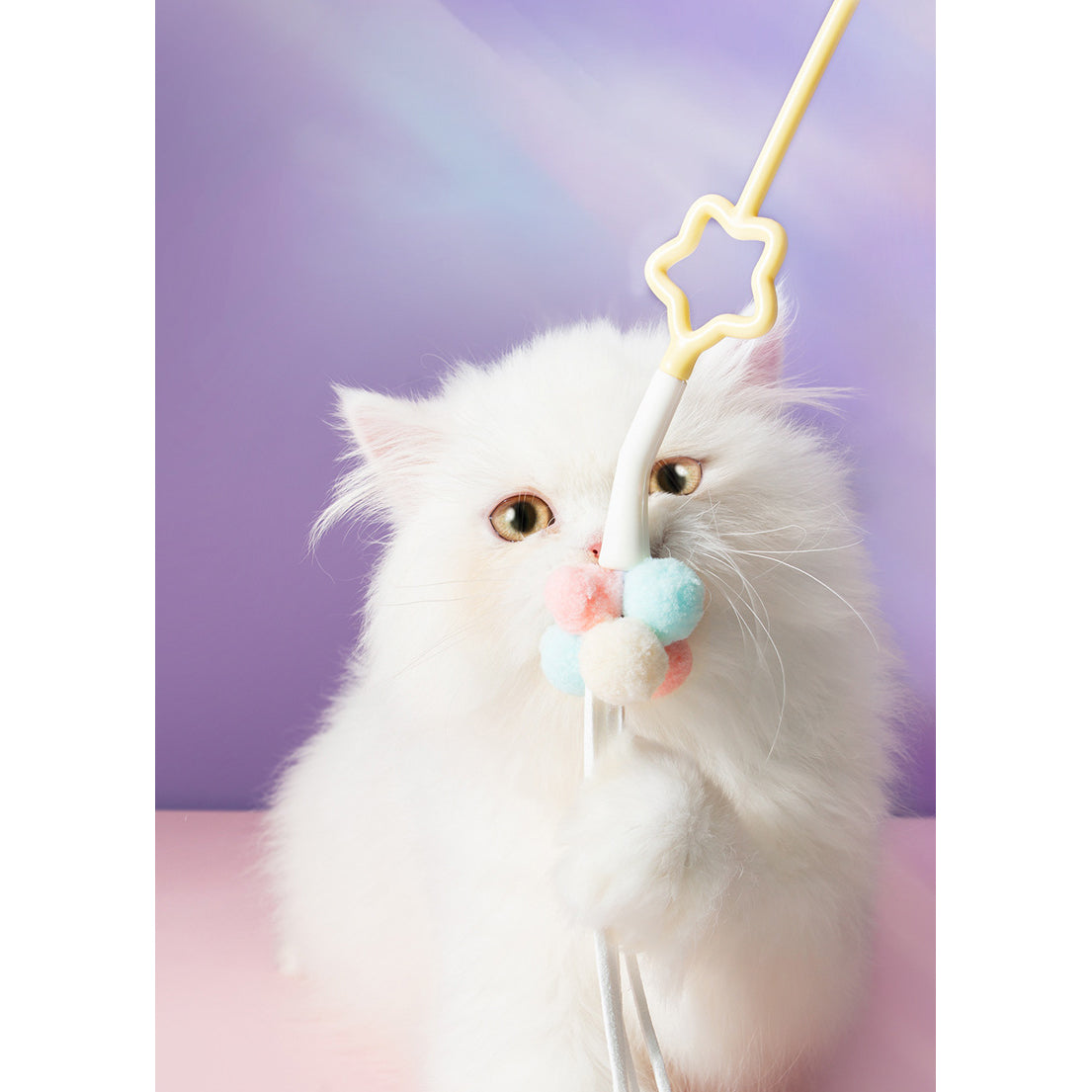Pet Wand Toy Cartoon Type Cat Teaser Stick Pet 3 in 1 Cat Teaser Purple