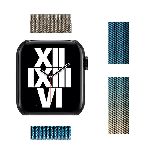 Stainless Steel Milanese Loop Apple Watch Band Gold Blue 42mm 44mm 45mm 49mm