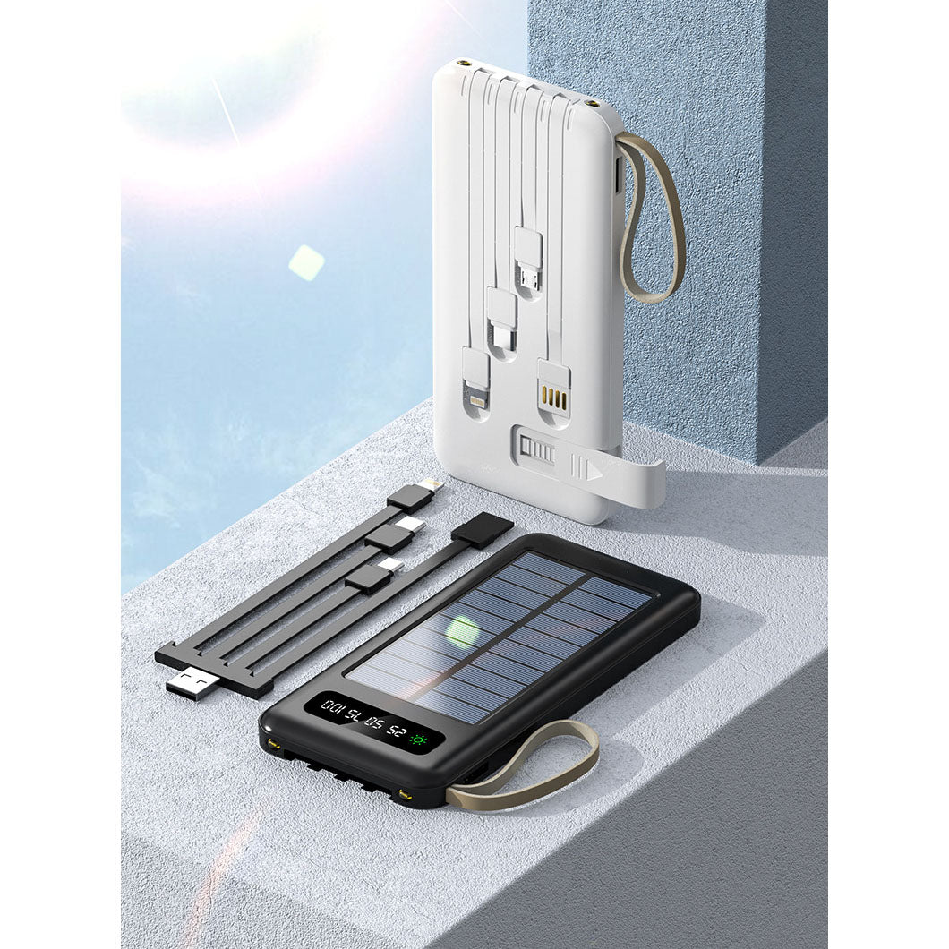 30000mAh 4in1 USB Portable Charger Solar Power Bank White