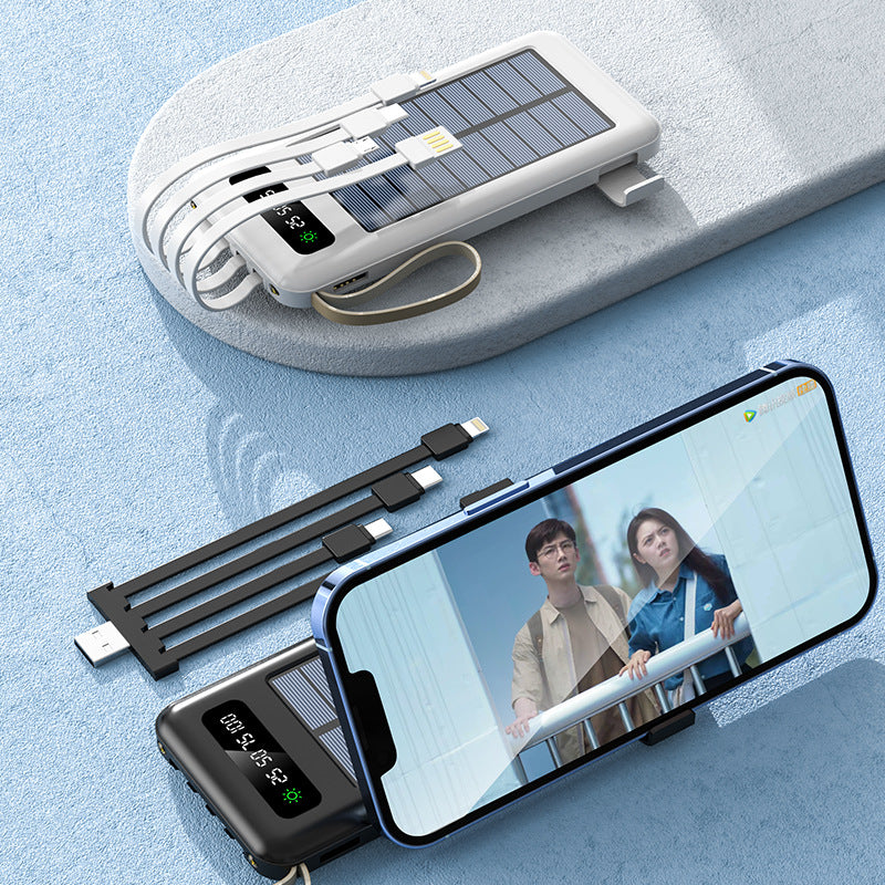 30000mAh 4in1 USB Portable Charger Solar Power Bank White