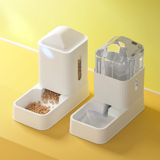 Pet Water Dispenser Food Feeder Set White