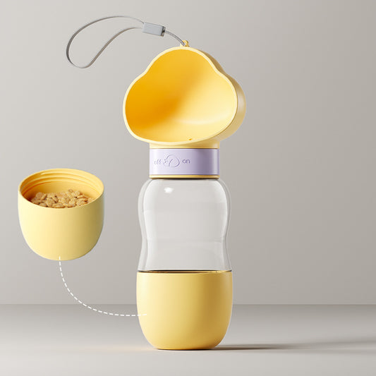 Pet travel water food feeder yellow