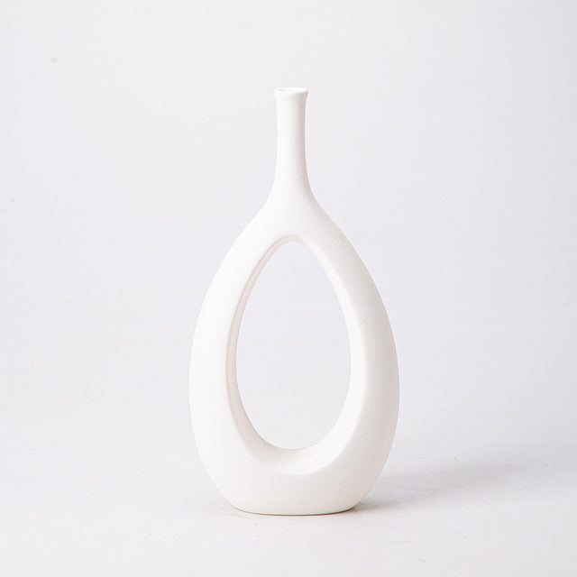 Ceramic Flower Vase Donut Hollow 2 Pcs Set