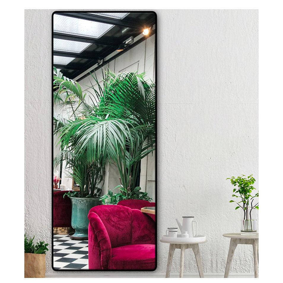 Full Body Mirror Full Length 165 cm Aluminum Frame Modern Round Corner Wall Mirrors Floor Mirror