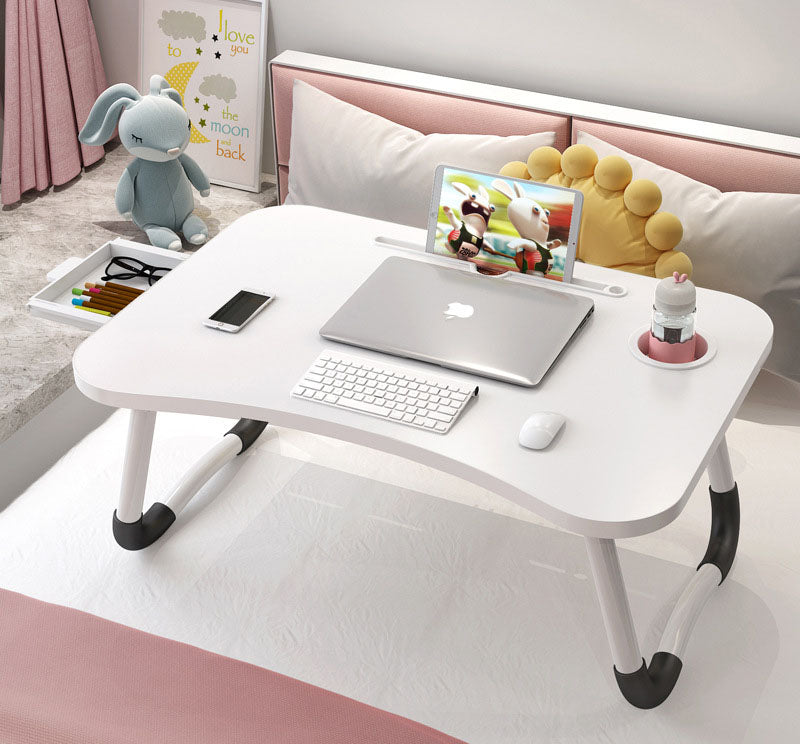 Laptop Bed Table with Drawer White