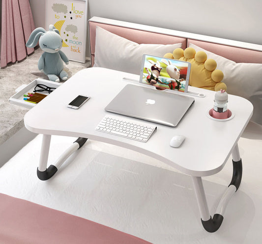 Laptop Bed Table with Drawer White