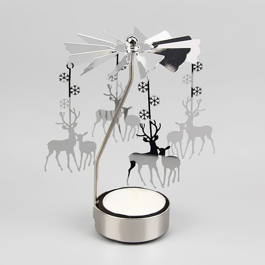 Rotating Candle Holder Metal Silver Tealight Candle Holder - Two derr