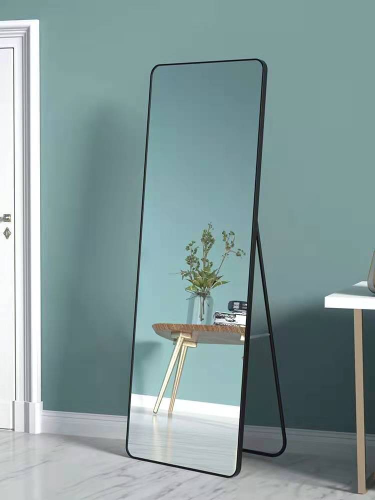 Full Body Mirror Full Length 165 cm Aluminum Frame Modern Round Corner Wall Mirrors Floor Mirror