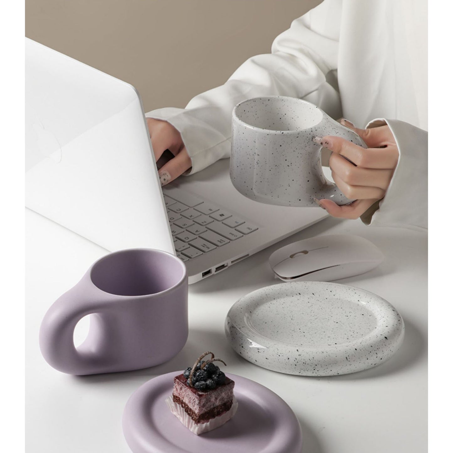 Morandi mug and coaster set Purple