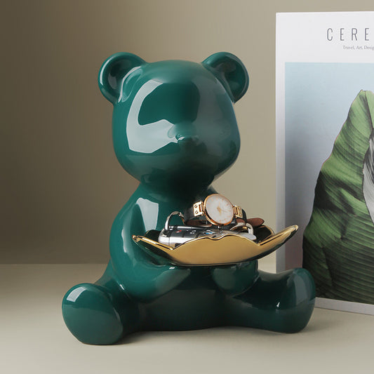 Bear Decor Plate Large Green