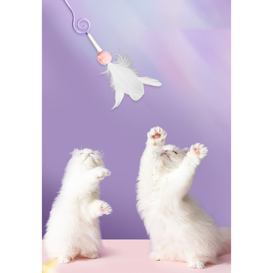 Pet Wand Toy Cartoon Type Cat Teaser Stick Pet 3 in 1 Cat Teaser Purple