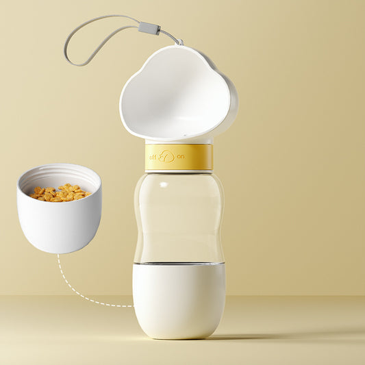 Pet travel water food feeder white