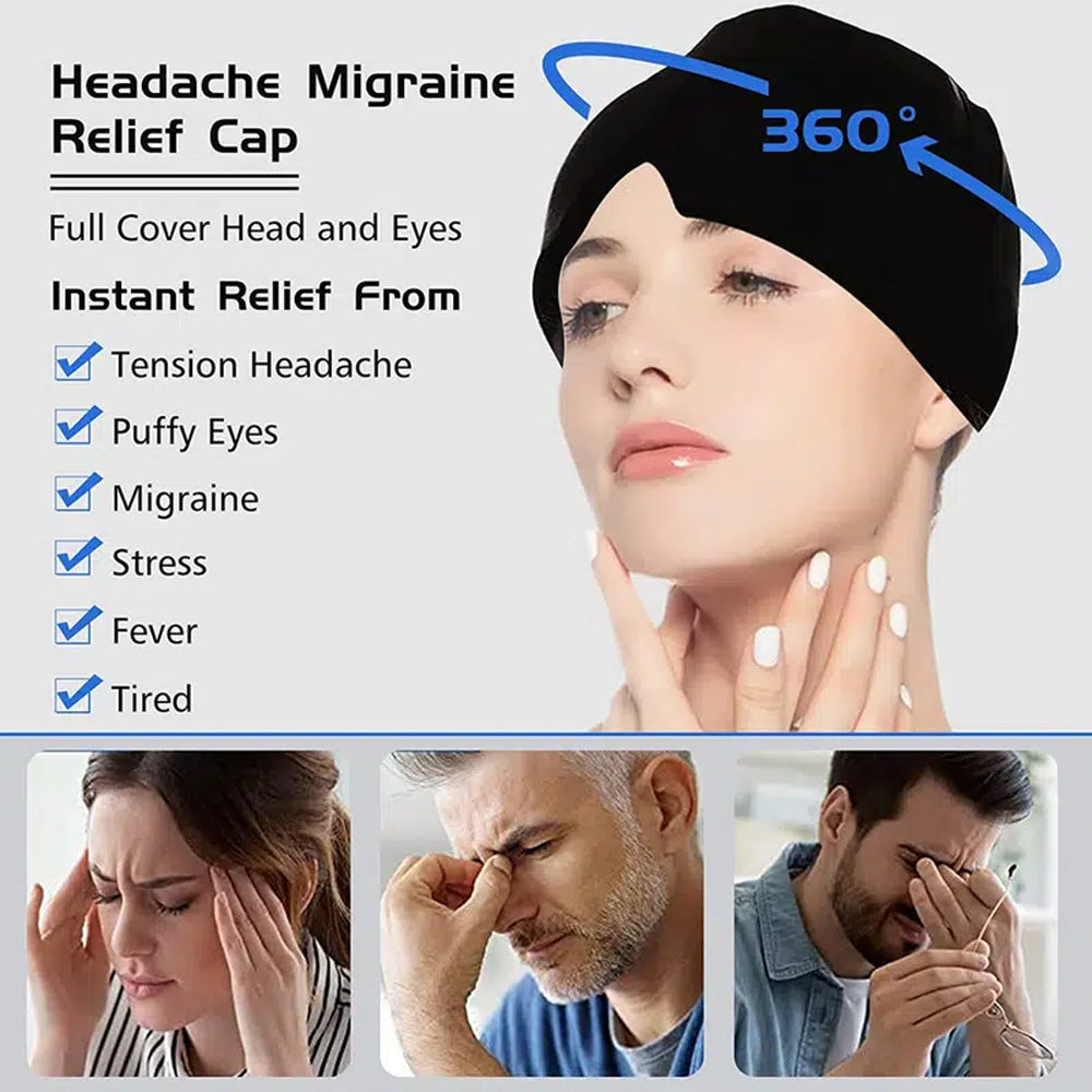 Double Form Fitting Head Gel Ice Cap, Cold Therapy  Ice Head Wrap Ice Pack Mask, Cold Cap, Migraine Relief Cap