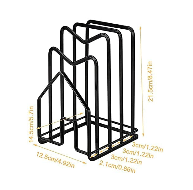 Kitchen Countertop Cutting Board Lids Rack Organizer Black 2 Pack