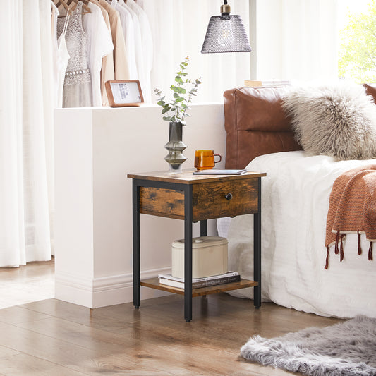 VASAGLE End Table, Side Table with Drawer and Shelf