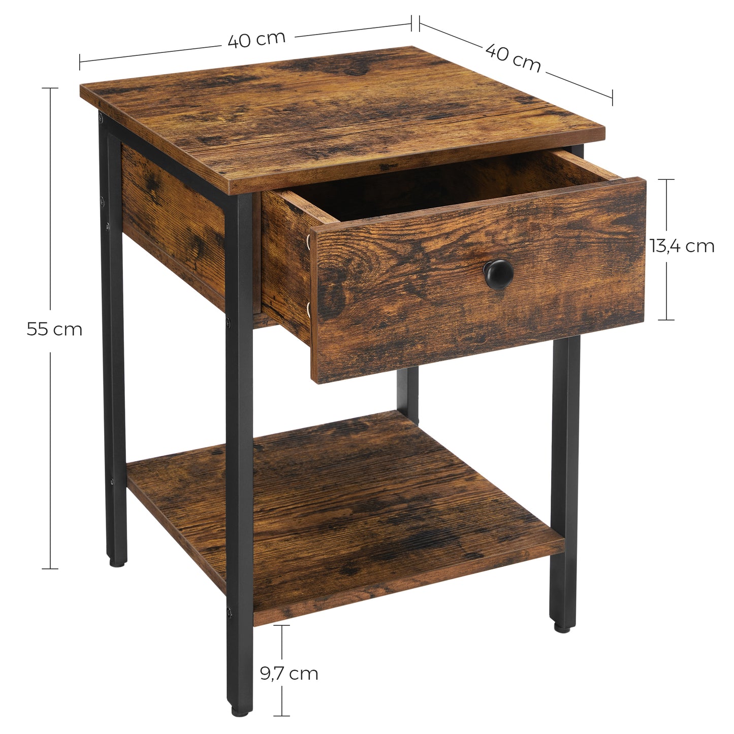 VASAGLE End Table, Side Table with Drawer and Shelf
