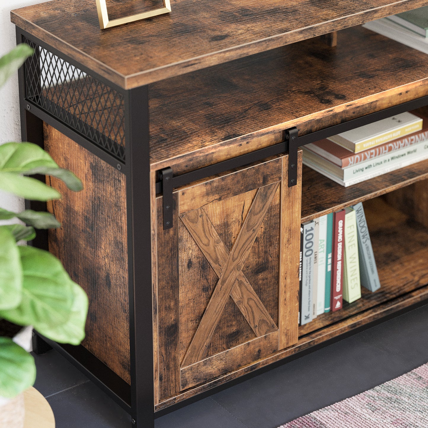 VASAGLE TV Cabinet for 55-inch TVs with Sliding Barn Doors