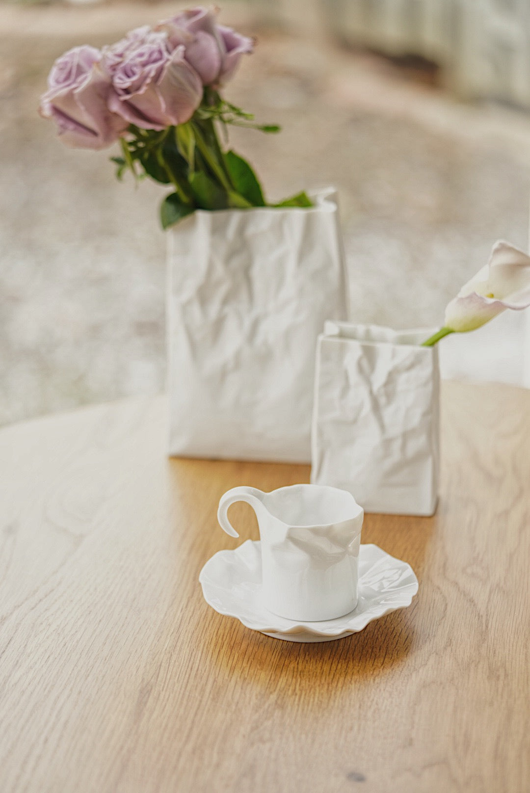 【Made in Japan】Ceramic Japan New Crinkle Cup & Saucer | Makoto Komatsu