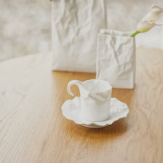【Made in Japan】Ceramic Japan New Crinkle Cup & Saucer | Makoto Komatsu